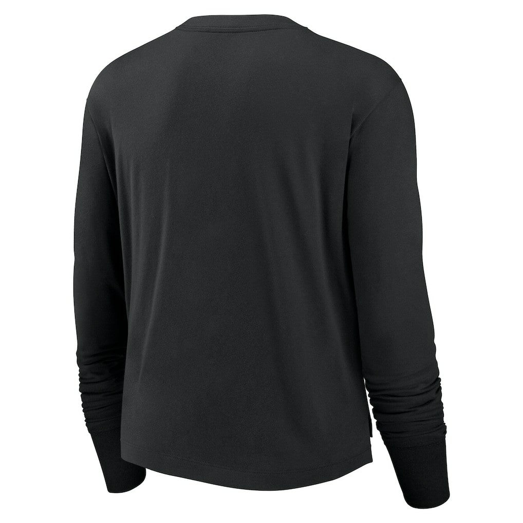 Nike Las Vegas Raiders Women's Large Logo Cropped Long Sleeve Fashion T-Shirt Black