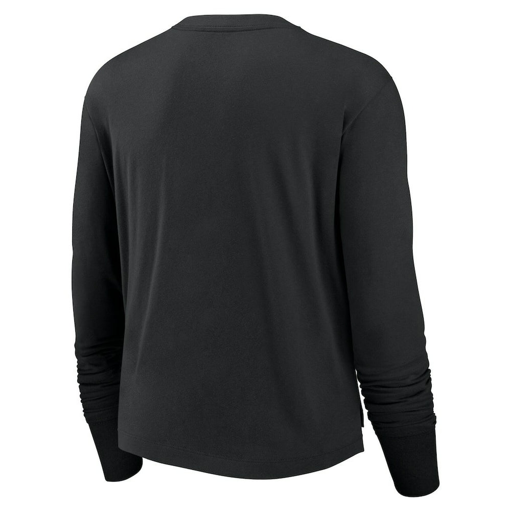 Nike Las Vegas Raiders Women's Large Logo Cropped Long Sleeve Fashion T-Shirt Black
