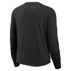 Nike Las Vegas Raiders Women's Large Logo Cropped Long Sleeve Fashion T-Shirt Black