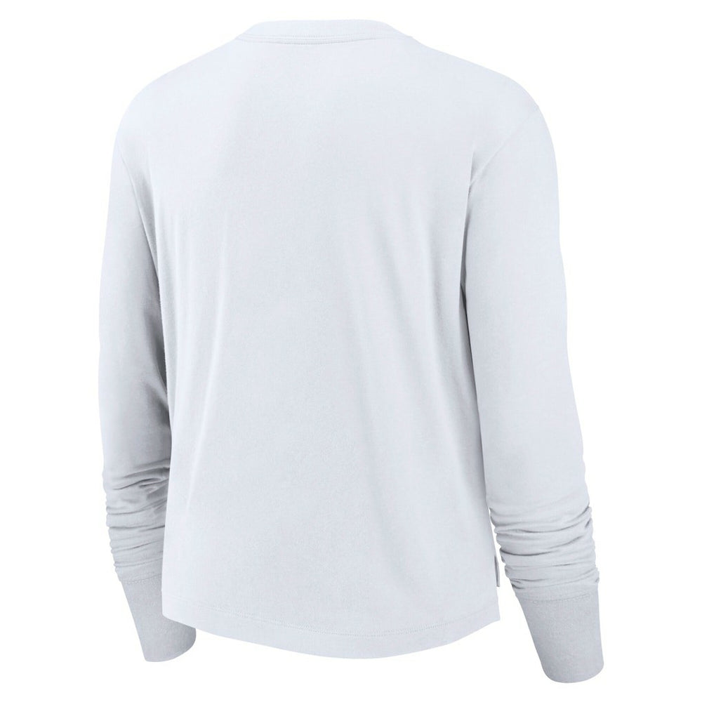 Nike Las Vegas Raiders Women's Large Logo Cropped Long Sleeve Fashion T-Shirt White