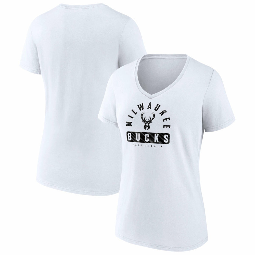Milwaukee Bucks Women's Bench Warmer V-Neck T-Shirt White | Fanatics
