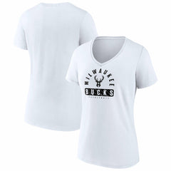 Milwaukee Bucks Women's Bench Warmer V-Neck T-Shirt White | Fanatics