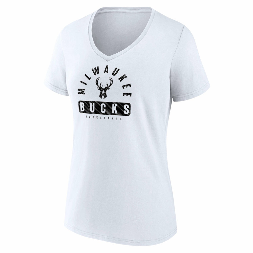 Milwaukee Bucks Women's Bench Warmer V-Neck T-Shirt White | Fanatics