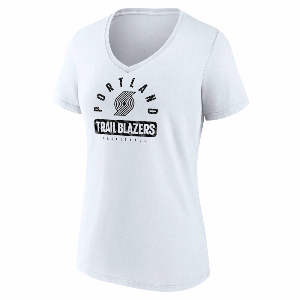 Portland Trail Blazers Women's Bench Warmer V-Neck T-Shirt White | Fanatics Near Me
