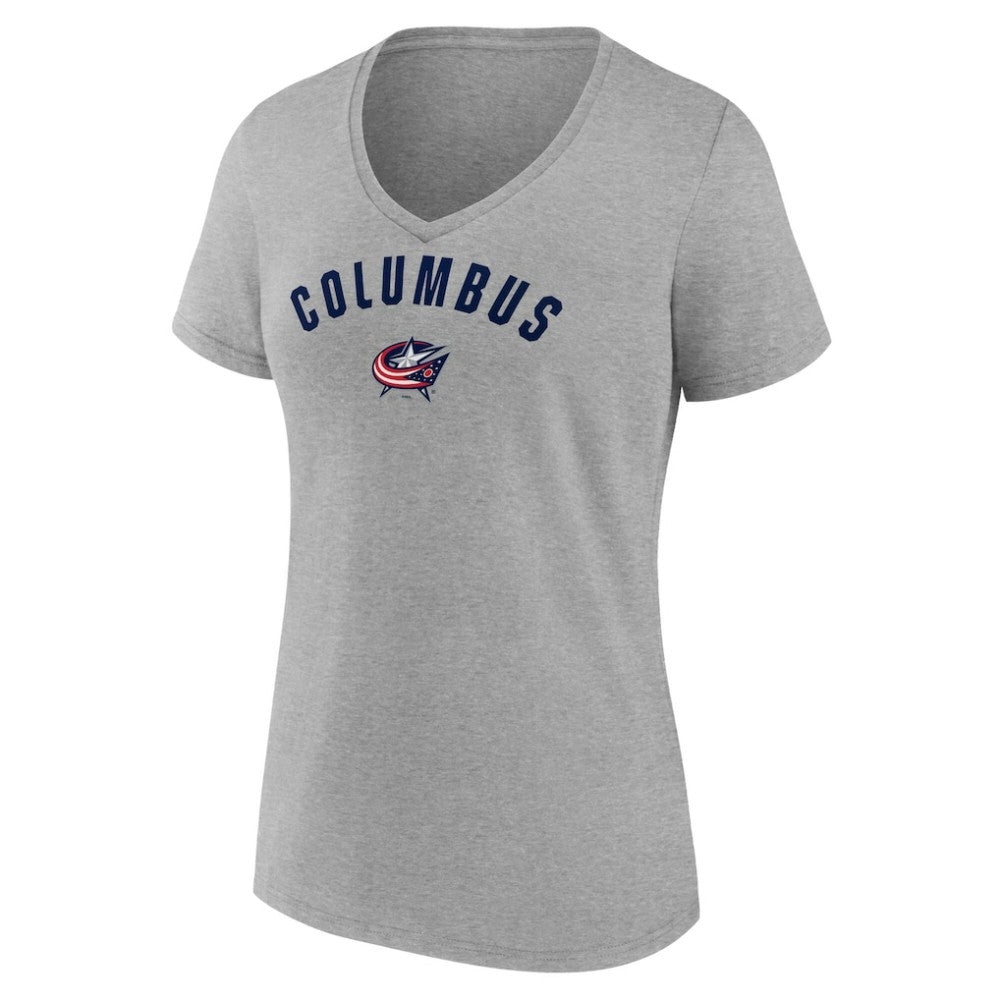 Columbus Blue Jackets Fanatics Women's V-Neck T-Shirt - Gray - NHL 202683626
