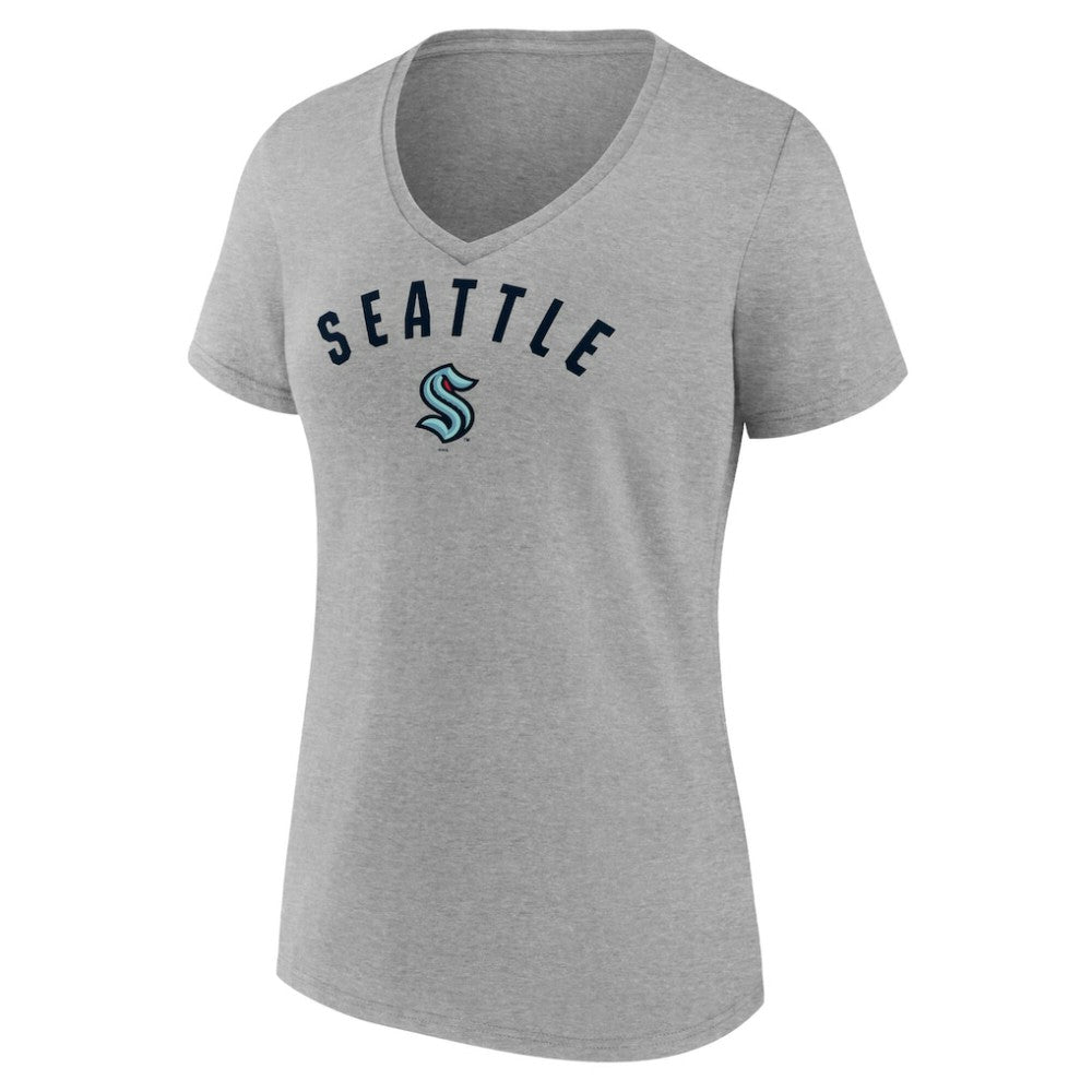 Seattle Kraken Fanatics Women's V-Neck T-Shirt - Gray - NHL 202683629