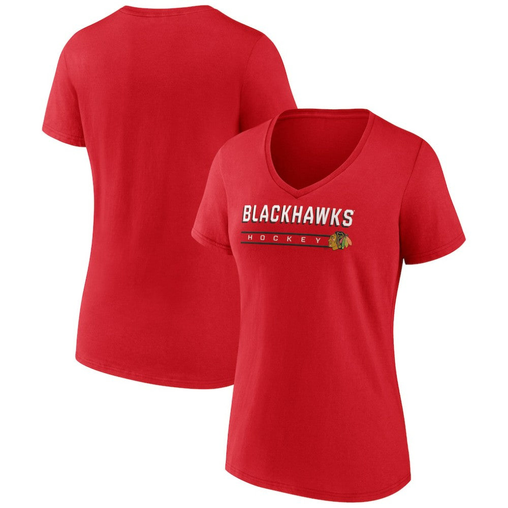 Chicago Blackhawks Fanatics Women's V-Neck T-Shirt - Red - NHL 202683634
