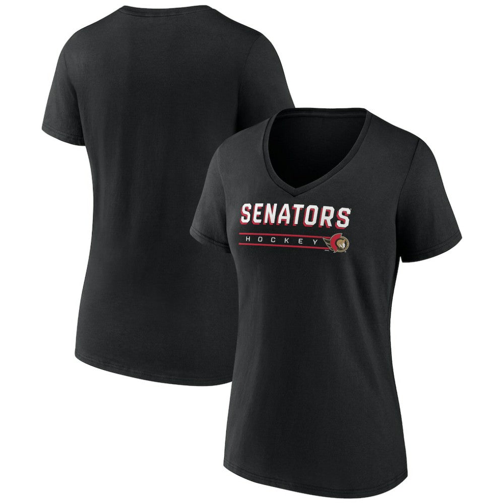 Ottawa Senators Fanatics Women's V-Neck T-Shirt - Black - NHL 202683637