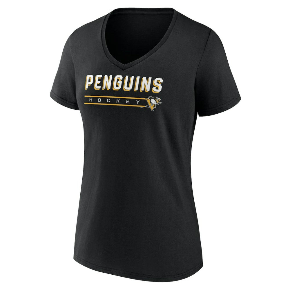 Pittsburgh Penguins Fanatics Women's V-Neck T-Shirt - Black - NHL 202683640