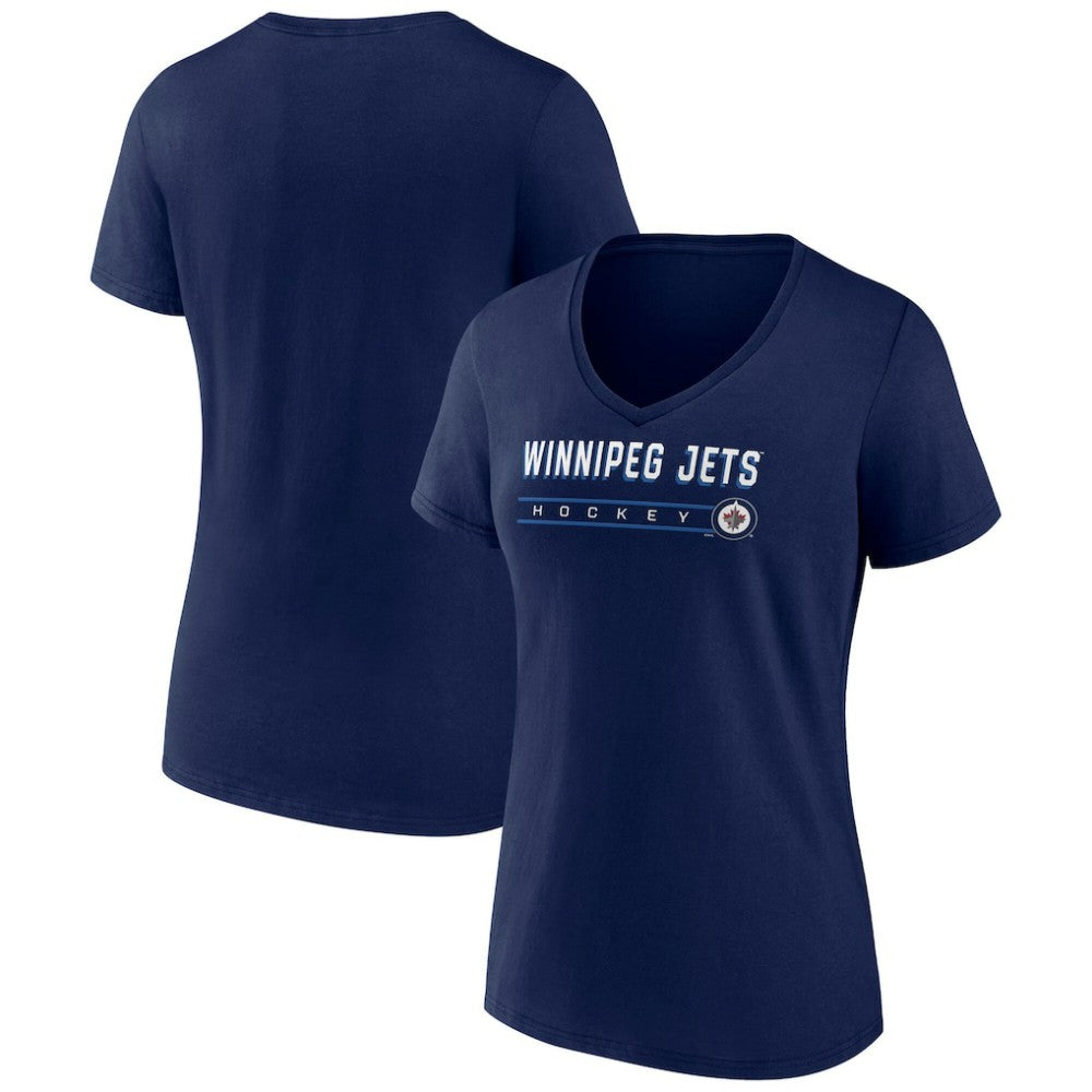 Winnipeg Jets Fanatics Women's V-Neck T-Shirt - Navy - NHL 202683642