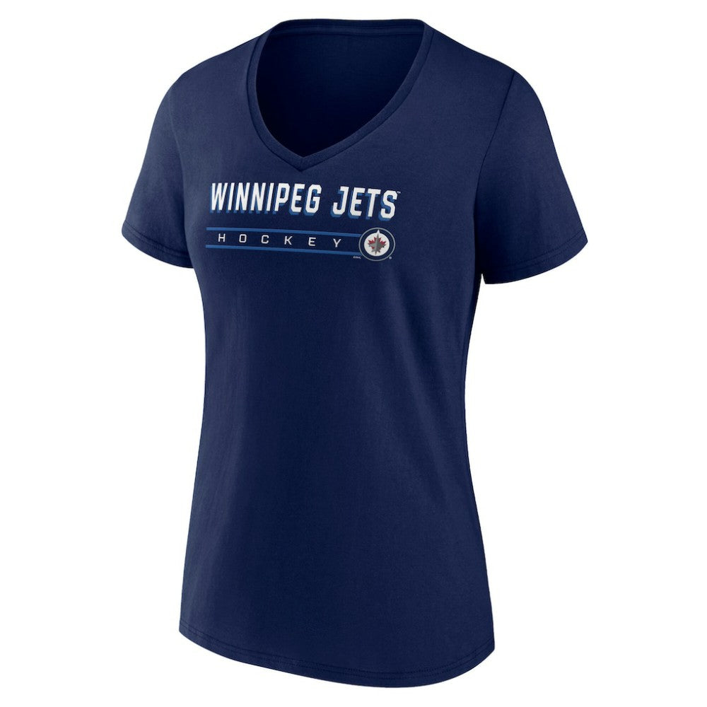Winnipeg Jets Fanatics Women's V-Neck T-Shirt - Navy - NHL 202683642