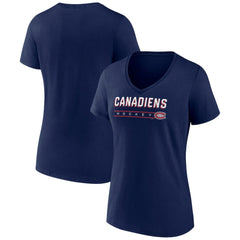 Montreal Canadiens Fanatics Women's V-Neck T-Shirt - Navy - NHL 202683644