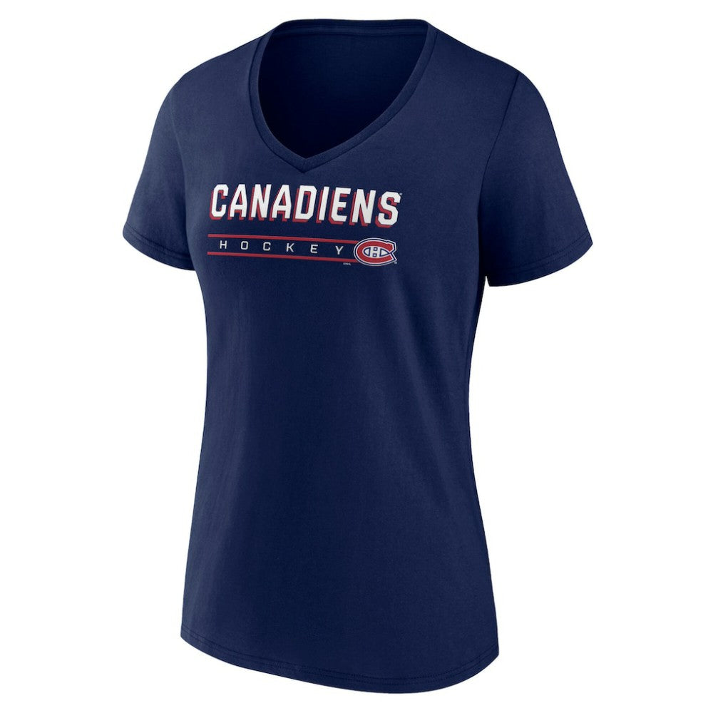 Montreal Canadiens Fanatics Women's V-Neck T-Shirt - Navy - NHL 202683644