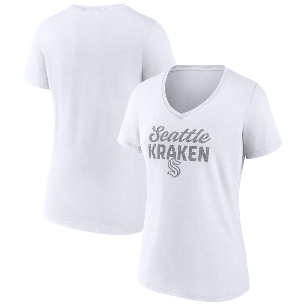 Seattle Kraken Fanatics Women's White Out V-Neck T-Shirt - NHL 202683647