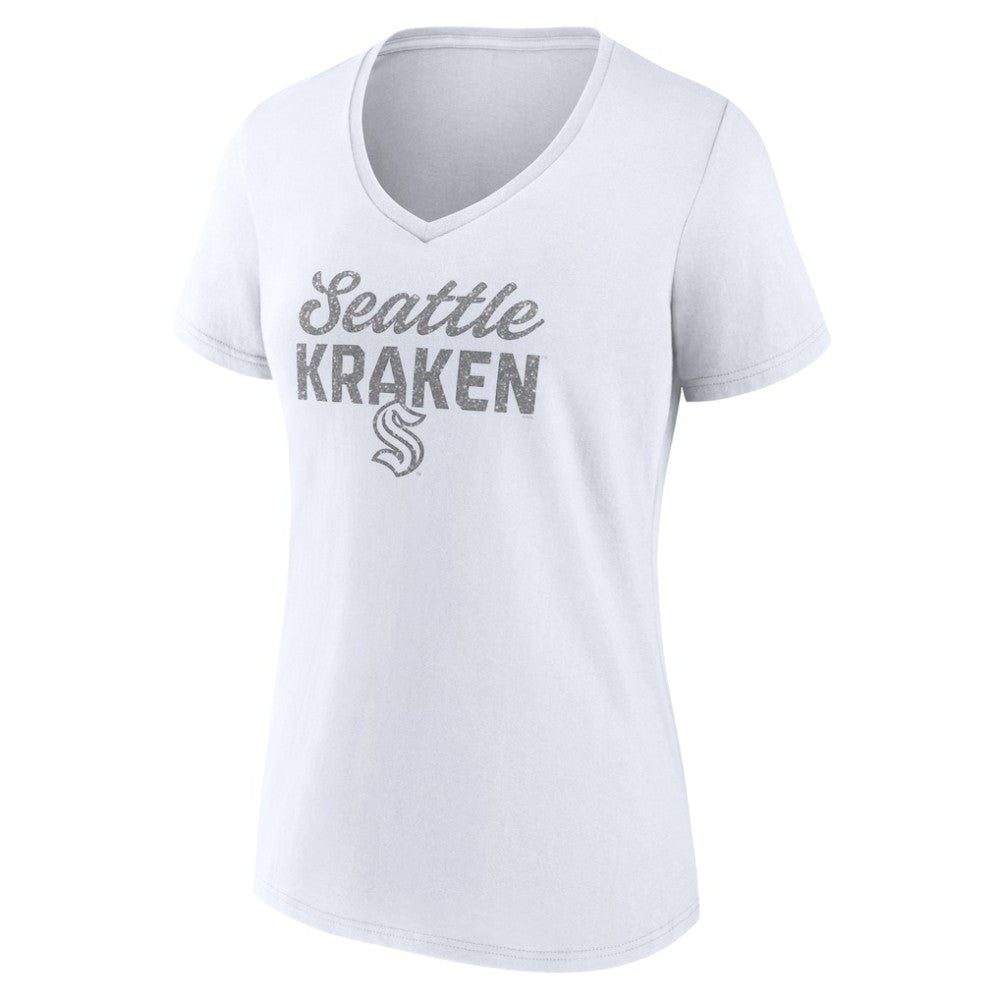 Seattle Kraken Fanatics Women's White Out V-Neck T-Shirt - NHL 202683647