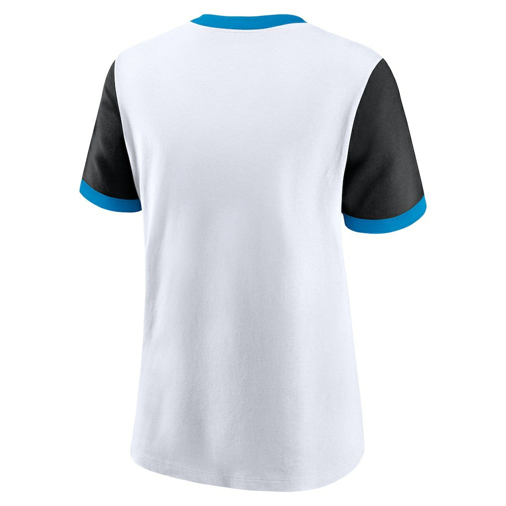 Nike Carolina Panthers Women's Rewind Ringer Tri-Blend T-Shirt White