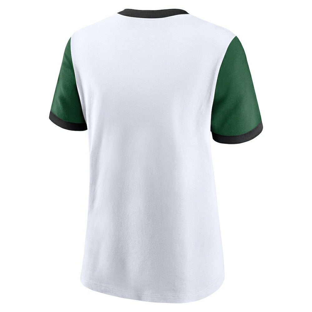 Nike New York Jets Women's Rewind Ringer Tri-Blend T-Shirt White