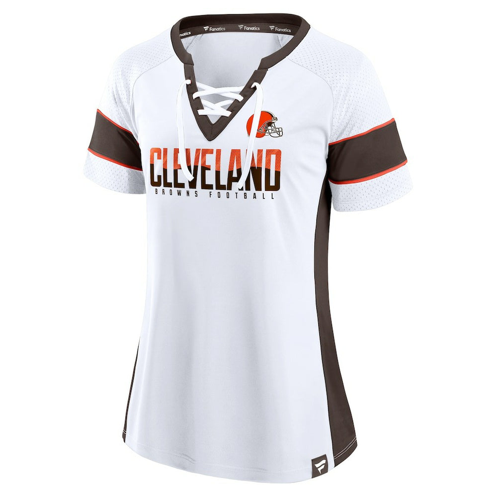 Fanatics Cleveland Browns Women's Athena Lace-Up V-Neck T-Shirt White