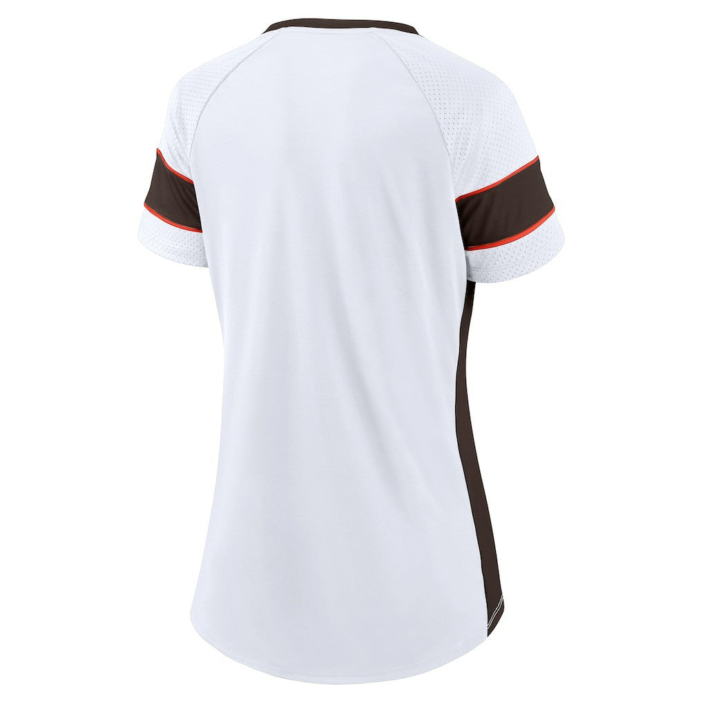 Fanatics Cleveland Browns Women's Athena Lace-Up V-Neck T-Shirt White