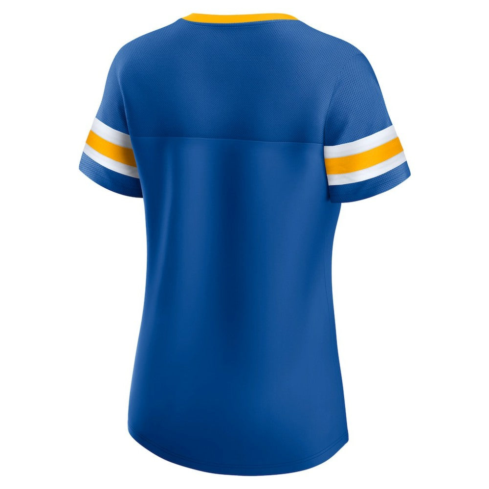 St. Louis Blues Fanatics Women's Iconic Athena Lace-Up T-Shirt - Blue - NHL 202683982