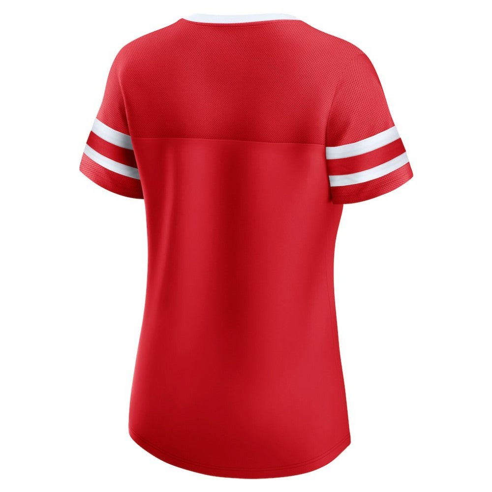 Detroit Red Wings Fanatics Women's Iconic Athena Lace-Up T-Shirt - Red - NHL 202683986