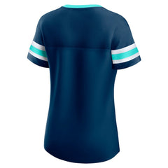 Seattle Kraken Fanatics Women's Iconic Athena Lace-Up T-Shirt - Deep Sea Blue - NHL 202683991