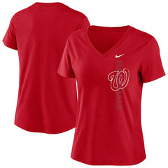 Washington Nationals Nike Women's Local Team Tri-Blend V-Neck T-Shirt - Red - Nike Sale