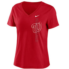 Washington Nationals Nike Women's Local Team Tri-Blend V-Neck T-Shirt - Red - Nike Sale