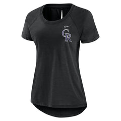 Colorado Rockies Nike Women's Summer Breeze Raglan Fashion T-Shirt - Heather Black - Nike on Sale