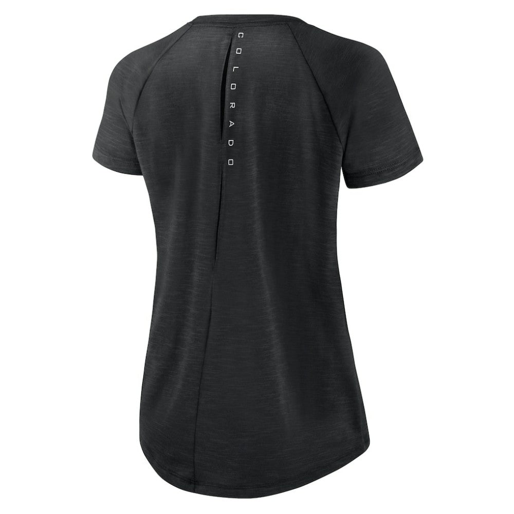 Colorado Rockies Nike Women's Summer Breeze Raglan Fashion T-Shirt - Heather Black - Nike on Sale