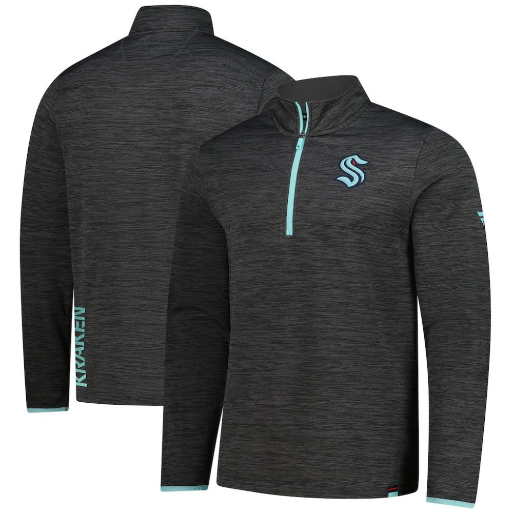 Seattle Kraken Fanatics Authentic Pro Lightweight Quarter-Zip Pullover - Heather Charcoal - NHL 202684845
