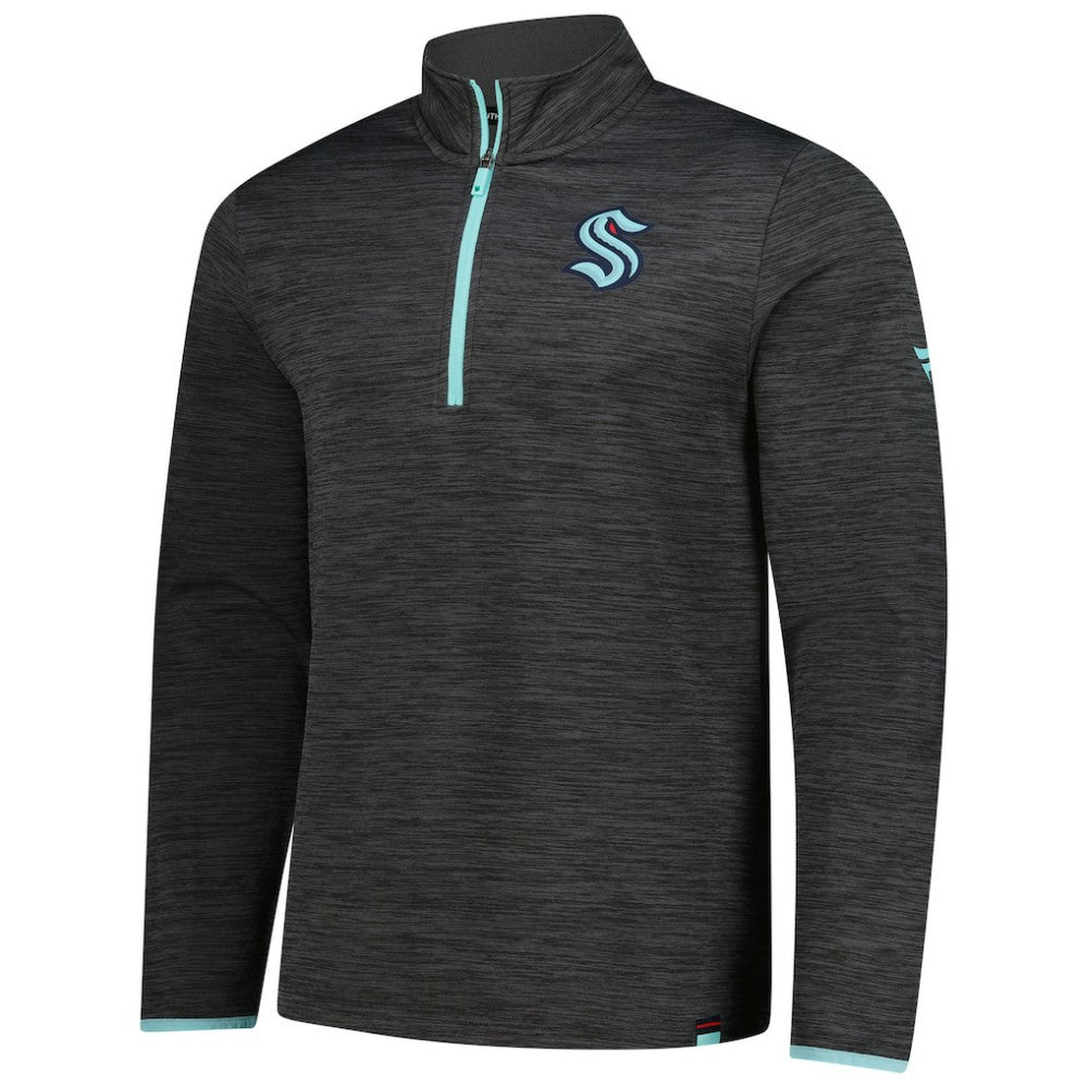 Seattle Kraken Fanatics Authentic Pro Lightweight Quarter-Zip Pullover - Heather Charcoal - NHL 202684845