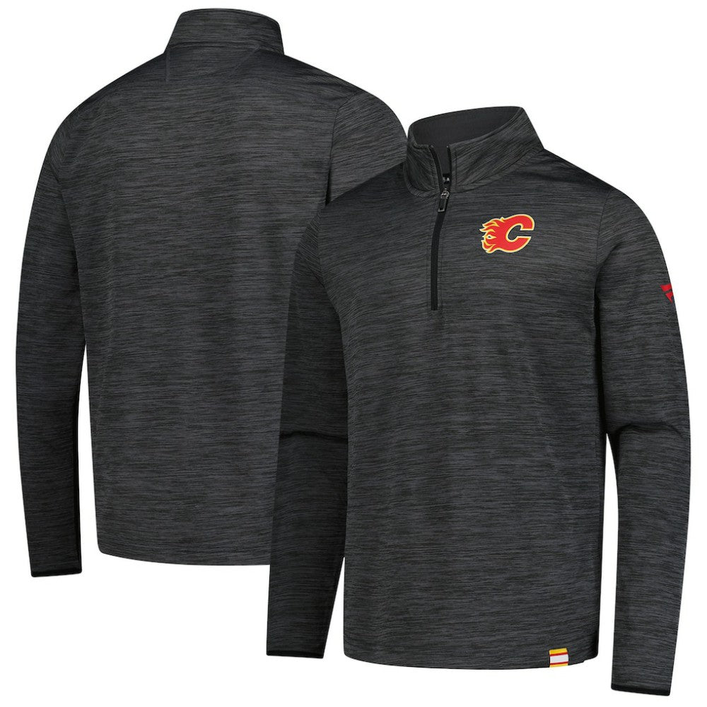 Calgary Flames Fanatics Authentic Pro Lightweight Quarter-Zip Pullover - Heather Charcoal - NHL 202684867