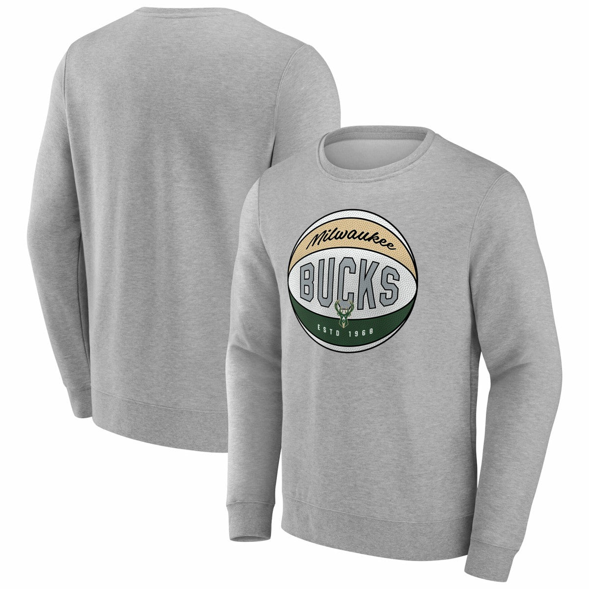 Milwaukee Bucks True Classics Hard Color Fleece Pullover Sweatshirt Gray | Fanatics for sale