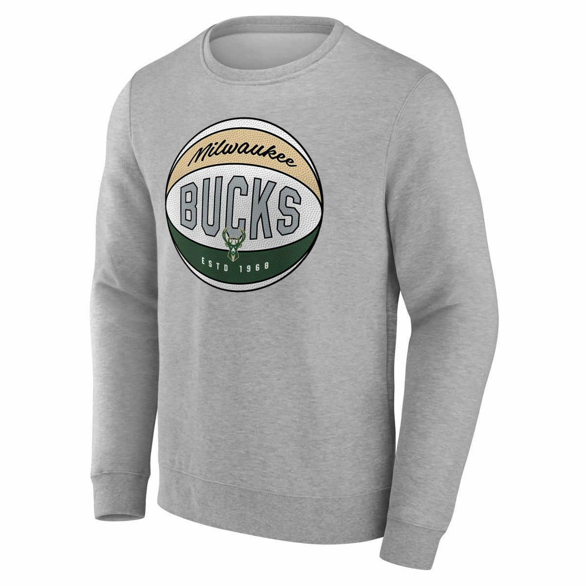 Milwaukee Bucks True Classics Hard Color Fleece Pullover Sweatshirt Gray | Fanatics for sale