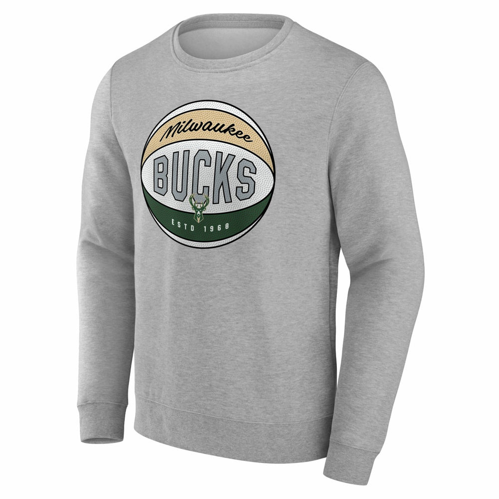 Milwaukee Bucks True Classics Hard Color Fleece Pullover Sweatshirt Gray | Fanatics for sale