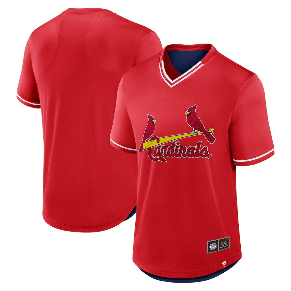 St. Louis Cardinals Fanatics Fantastic Finish V-Neck Fashion T-Shirt - Red - Fanatics Discount