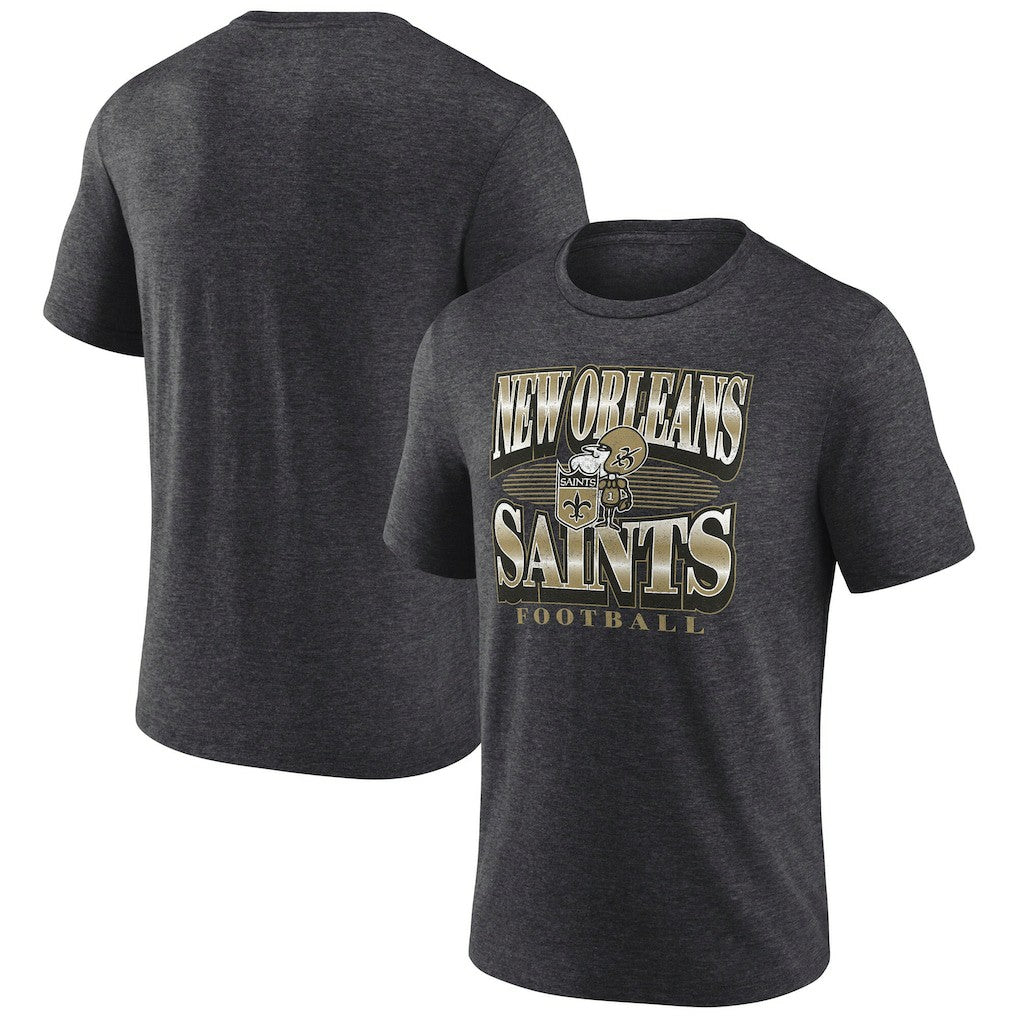 Fanatics New Orleans Saints Extreme Tackle Tri-Blend T-Shirt Heather Charcoal