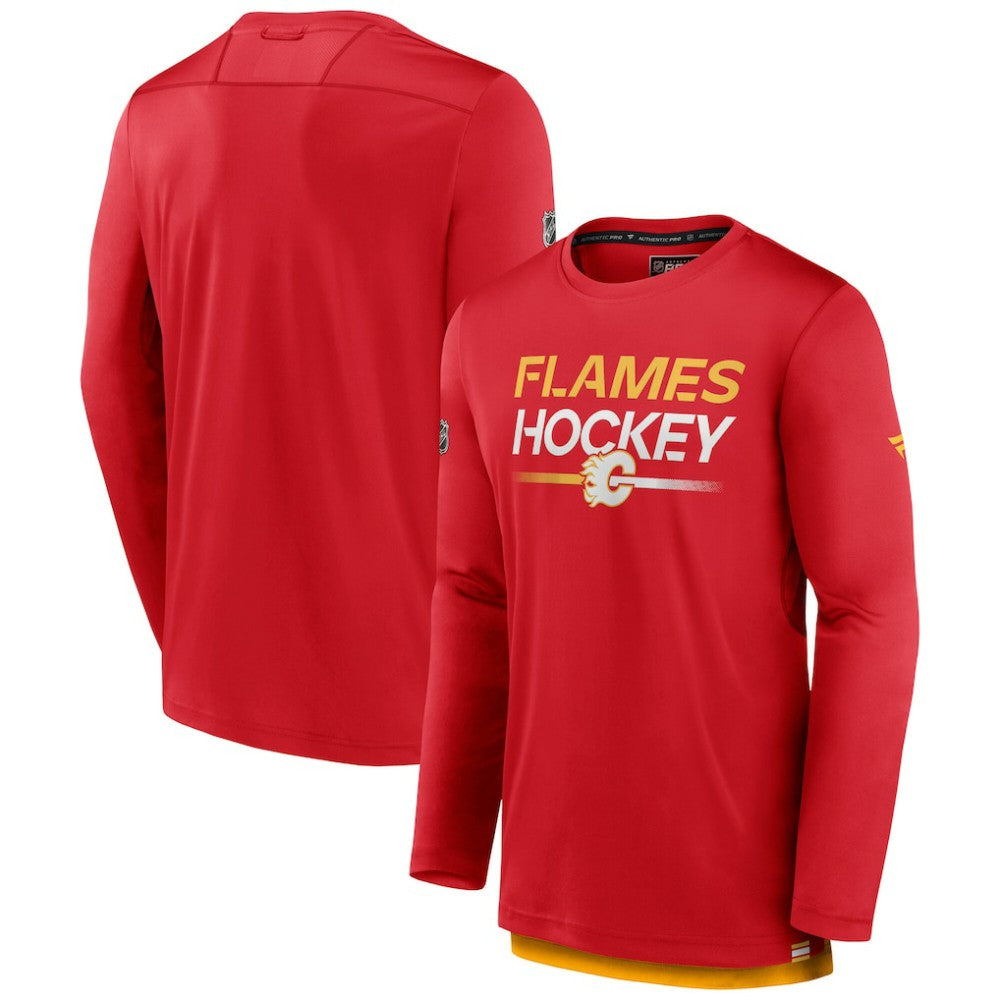 Calgary Flames Fanatics Authentic Pro Tech Long Sleeve T-Shirt - Red - NHL 202688393