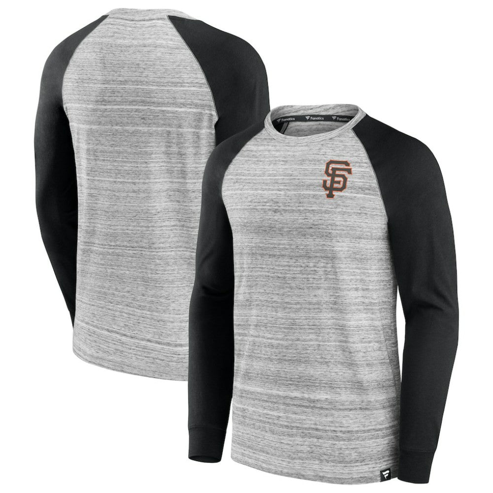 San Francisco Giants Fanatics Iconic Streaky Raglan Long Sleeve T-Shirt - Gray/Black - Fanatics Discount