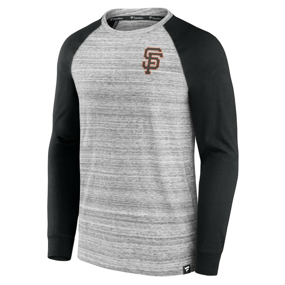 San Francisco Giants Fanatics Iconic Streaky Raglan Long Sleeve T-Shirt - Gray/Black - Fanatics Discount