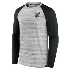 San Francisco Giants Fanatics Iconic Streaky Raglan Long Sleeve T-Shirt - Gray/Black - Fanatics Discount