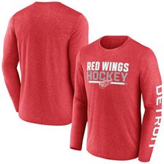 Detroit Red Wings Fanatics Sweep Iconic Synthetic Long Sleeve T-Shirt - Heather Red - NHL 202688586