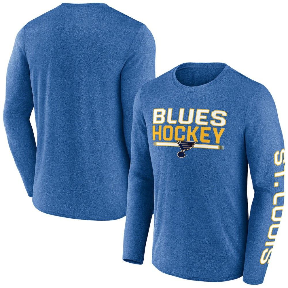 St. Louis Blues Fanatics Sweep Iconic Synthetic Long Sleeve T-Shirt - Heather Blue - NHL 202688588