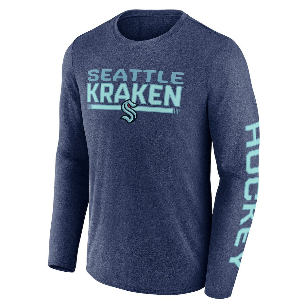 Seattle Kraken Fanatics Sweep Iconic Synthetic Long Sleeve T-Shirt - Heather Deep Sea Blue - NHL 202688594