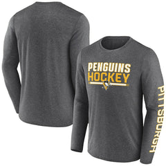 Pittsburgh Penguins Fanatics Sweep Iconic Synthetic Long Sleeve T-Shirt - Heather Charcoal - NHL 202688597