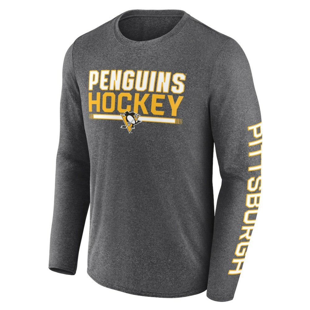 Pittsburgh Penguins Fanatics Sweep Iconic Synthetic Long Sleeve T-Shirt - Heather Charcoal - NHL 202688597