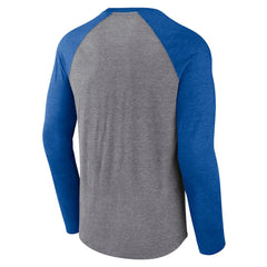 St. Louis Blues Fanatics 2022 NHL Winter Classic Vintage Distressed Raglan Tri-Blend Long Sleeve T-Shirt - Heather Gray/Heather Blue - NHL 202688701