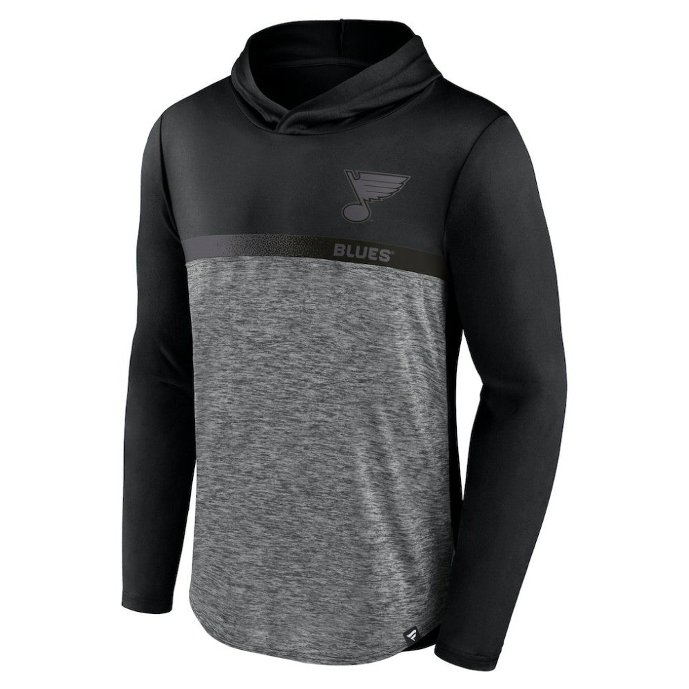 St. Louis Blues Fanatics Iconic Defender Pullover Hoodie - Black/Heather Charcoal - NHL 202689272