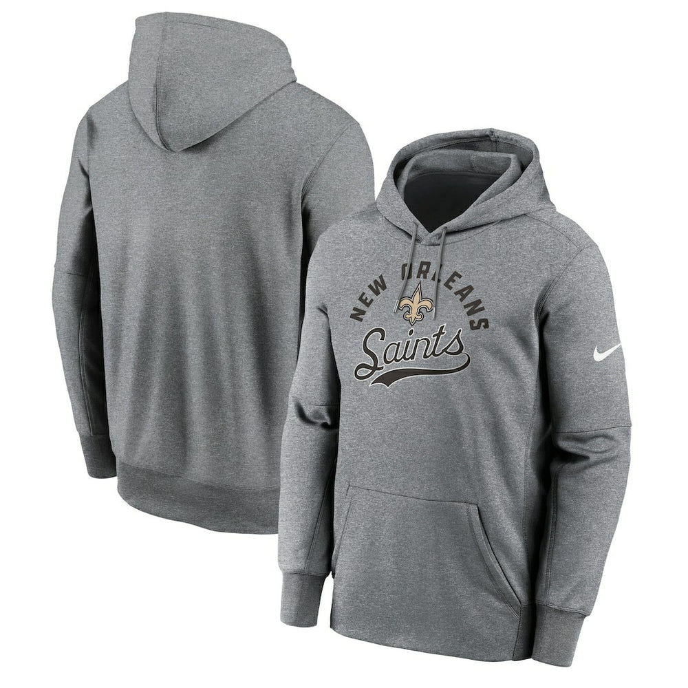 Nike New Orleans Saints Performance Fleece Pullover Hoodie Heather Gray